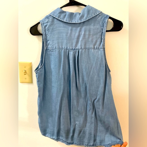 Denim Sleeveless Button-Down Shirt - Picture 2 of 2